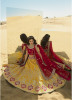 Yellow & Red Banarasi Silk With Heavy Work Wedding Lehenga Choli