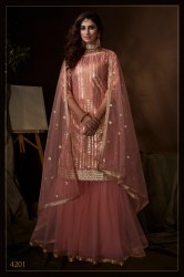 Pink Soft Net Sharara-Bottom Salwar Suit