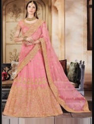 Pink Handloom Silk Wedding Lehenga Choli