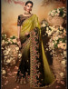 Olive Green Barfi Silk Embroidery Saree