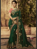 Dark Green Vichitra Silk Embroidery Saree