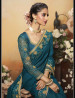 Teal Blue Vichitra Silk Embroidery Saree