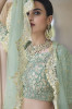 Sage Blue Soft Net Stylish Wedding Reception Lehenga Choli