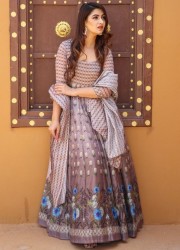 LILAC CHANDERI READYMADE GOWN WITH DUPATTA