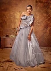 GRAY NET READYMADE BRIDAL GOWN