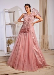 PINK NET READYMADE BRIDAL GOWN