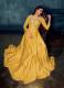 YELLOW SATIN EMBROIDERY PARTY-WEAR FLOOR-LENGTH READYMADE GOWN