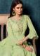 LIGHT GREEN SATIN RESHAM WORK EMBROIDERY PARTY-WEAR FLOOR-LENGTH READYMADE GOWN