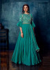 TEAL BLUE SATIN WITH SEQUINS WORK EMBROIDERY PARTY-WEAR FLOOR-LENGTH READYMADE GOWN