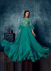 TEAL BLUE SATIN WITH SEQUINS WORK EMBROIDERY PARTY-WEAR FLOOR-LENGTH READYMADE GOWN