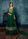 DARK GREEN SATIN WITH SEQUINS WORK EMBROIDERY PARTY-WEAR FLOOR-LENGTH READYMADE GOWN