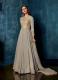 GRAY SATIN WITH ZARI WORK EMBROIDERY PARTY-WEAR FLOOR-LENGTH READYMADE GOWN