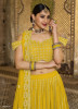 YELLOW GEORGETTE SEQUINS & EMBROIDERY WORK PARTY-WEAR STYLISH LEHENGA CHOLI