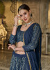 DARK SEA BLUE GEORGETTE WITH SEQUINS, EMBROIDERY & CAN-CAN PARTY-WEAR STYLISH LEHENGA CHOLI