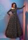 BLACK CRAPE, SEQUINS, EMBROIDERED & DIGITAL PRINTED PARTY-WEAR FLOOR-LENGTH GOWN (WITH BELT)