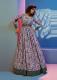 PINK CRAPE, SEQUINS, EMBROIDERED & DIGITAL PRINTED PARTY-WEAR FLOOR-LENGTH GOWN (WITH BELT)