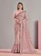 PINK NET & LYCRA EMBROIDERED FESTIVE-WEAR FASHIONABLE SAREE