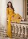 YELLOW NET EMBROIDERED PARTY-WEAR PANT-BOTTOM SALWAR KAMEEZ