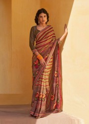 MULTICOLOR GEORGETTE WITH HEAVY JACQUARD BORDER PRINTED CASUAL-WEAR WEIGHTLESS SAREE
