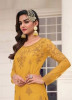 YELLOW BUTTERFLY NET EMBROIDERED PARTY-WEAR PANT-BOTTOM SALWAR KAMEEZ