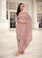 PINK BUTTERFLY NET EMBROIDERED PARTY-WEAR PANT-BOTTOM SALWAR KAMEEZ
