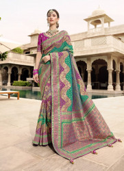 SEA GREEN SILK EMBROIDERED PARTY-WEAR SAREE