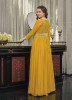 MUSTARD YELLOW GEORGETTE EMBROIDERED FESTIVE-WEAR READYMADE FLOOR-LENGTH GOWN