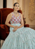 LIGHT BLUE GEORGETTE SEQUINS, EMBROIDERY & THREAD-WORK FESTIVE-WEAR FLOOR-LENGTH GOWN