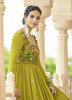 LIME GREEN GEORGETTE SHIBORI PRINT, SEQUINS & EMBROIDERY WORK NAVRATRI SPECIAL GOWN