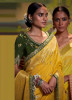 YELLOW SILK JACQUARD EMBROIDERED PARTY-WEAR SAREE
