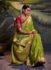 PARROT GREEN SILK JACQUARD EMBROIDERED PARTY-WEAR SAREE