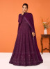 WINE REAL GEORGETTE EMBROIDERED PARTY-WEAR FLOOR-LENGTH READYMADE SALWAR KAMEEZ