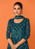 SEA BLUE REAL GEORGETTE EMBROIDERED PARTY-WEAR FLOOR-LENGTH READYMADE SALWAR KAMEEZ