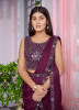 PURPLE IMPORTED LYCRA HANDWORK PARTY-WEAR READY-TO-WEAR SAREE
