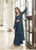 DARK TEAL BLUE GEORGETTE EMBROIDERY WORK READYMADE INDO-WESTERN OUTFIT