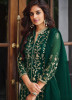 GREEN NET WITH CODING, SEQUINS & EMBROIDERY-WORK PARTY-WEAR FRONT-SLIT SALWAR KAMEEZ