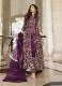 PURPLE NET WITH CODING, SEQUINS & EMBROIDERY-WORK PARTY-WEAR FRONT-SLIT SALWAR KAMEEZ