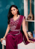 PURPLE IMPORTED LYCRA EMBROIDERED PARTY-WEAR READY-TO-WEAR SAREE [WITH BELT]