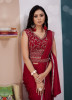 CRIMSON RED IMPORTED LYCRA EMBROIDERED PARTY-WEAR READY-TO-WEAR SAREE [WITH BELT]