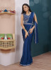 ROYAL BLUE IMPORTED LYCRA EMBROIDERED PARTY-WEAR READY-TO-WEAR SAREE [WITH BELT]