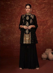 BLACK GEORGETTE READYMADE INDO-WESTERN OUTFIT