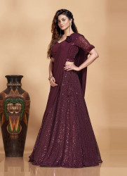 MAROON IMPORTED LYCRA EMBROIDERED, SEQUINS-WORK PARTY-WEAR STYLISH READYMADE LEHENGA CHOLI