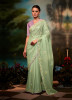 PISTA GREEN ORGANZA SILK HANDWORK PARTY-WEAR BOUTIQUE SAREE