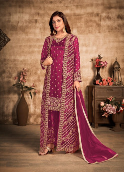 JAM NET WITH HEAVY FRONT & BACK EMBROIDERY WORK SALWAR KAMEEZ (WITH JACKET)