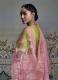 PINK ORGANZA WITH BRASSO WEAVING PARTY-WEAR SAREE