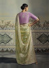LIGHT GREEN ORGANZA WITH BRASSO WEAVING PARTY-WEAR SAREE