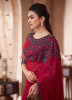 CRIMSON RED GEORGETTE EMBROIDERED PARTY-WEAR BOUTIQUE SAREE