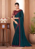 DARK TEAL BLUE SILK EMBROIDERED PARTY-WEAR BOUTIQUE SAREE