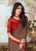 BROWN SILK EMBROIDERED PARTY-WEAR BOUTIQUE SAREE