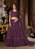 PURPLE NET EMBROIDERY, FOIL PRINT & SEQUINS-WORK PARTY-WEAR LEHENGA CHOLI (WITH CAN-CAN)